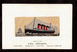 old stevengraph silk cunard rms lusitania ship postcard