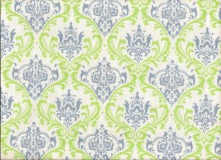   green and Blue Damask Design Upholstery Drapery Fabric cotton print