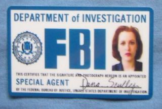 FBI id Card X Files Dana Scully Movie Prop Cards Badge