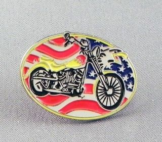 Metal Enamel Pin Badge Oval Custom USA Eagle Chopper US Flag Harley 