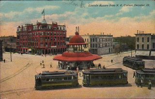 ZP212 Lincoln Square Decatur Illinois IL ILL 1910 Trolley