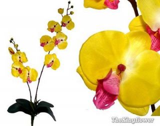 28” Yellow Artificial Phalaenopsis phal Orchid Silk Flower Stem 
