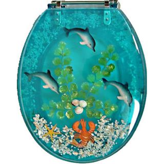 Decorative Polyresin Toilet Seat with Dolphins   Trimmer? Polyresin 