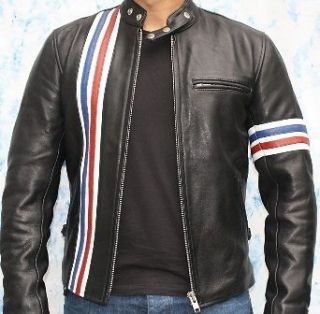 Easy Rider Striped Leather Jacket Size XL (100% Genuine Leather)