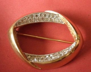 Vintage Classy Panetta Pin/Brooch Goldtone with clear Crystals 