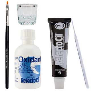   Eyelash Eyebrow Tint Dye Kit Pure Black No.1 + Brush Dish Developer
