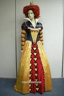 DELUXE Red Queen Costume Dress Wig Alice In Wonderland