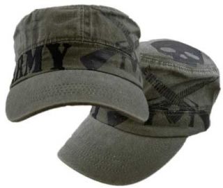 ARMY SKULL AND GUNS OD EMBROIDERED FLAT TOP HAT CAP