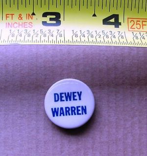 Celluloid Thomas Dewey Warren Presidential Political Campaign Pin 