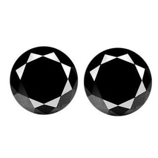   QUALITY 2.76 Ct Natural Black Loose Round Shape Diamond Set of 2 (10