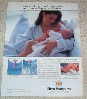 1991 Ultra Pampers Diapers CUTE baby & mother PRNT AD