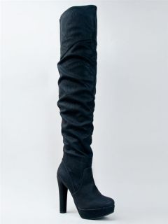 NEW QUPID Women Over the Knee Thigh High Heel Slouchy Boot sz Black 