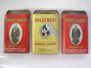 Vintage Tabacco Tins Dills Best and Prince Albert Lot of 3 Nice 