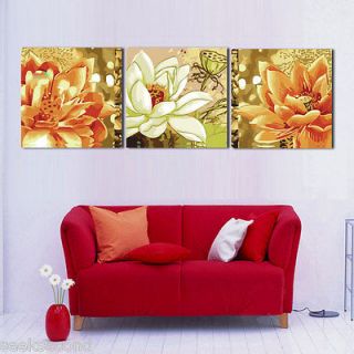 Set of three Paint by Number 50x50cm (20x20) Happy Lotus DIY Painting 