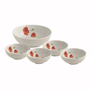 RAYWARE APLINE POPPY 5PC PASTA SET LARGE SERVING DISH AND 4 BOWLS