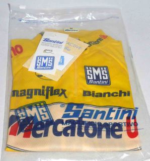 Vintage SMS SANTINI Bianchi Mercatone Uno Wega Yellow Cycling Jersey M 