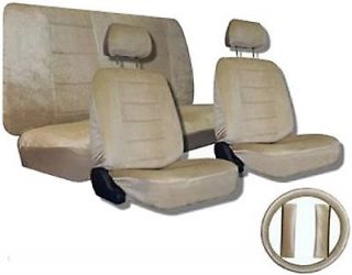 Tan Beige Quilted Velour Encore Car Truck Seat Covers & Accessories #3