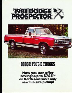1981 Dodge Ram Prospector Truck CDN Sales Brochure Book