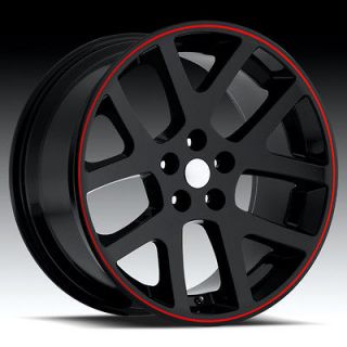 22 Black Viper W Red wheels&tires Fit 300 SRT8 Dodge Charger Magnum 