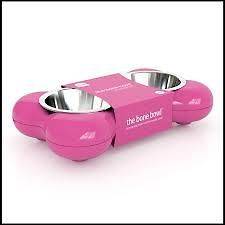 The Bone Bowl Double Dog Feeding Station   PINK & RED