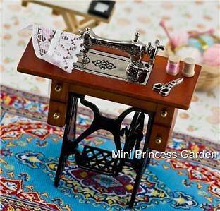 Dollhouse Miniature Furniture Wood Sewing Machine