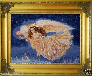 Guiding Angel WOVEN TAPESTRY WALL HANGING 37x28 ART Christmas Angel 