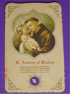 Saint Anthony of Padua   Beautiful HOLY CARD with 2nd CLASS RELIC 