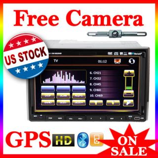 HD Double Din Car DVD  Player GPS Navigation Radio iPod+Free 