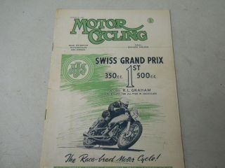 August 10, 1950, Motor Cycling Magazine, Swiss Grand Prix, AJS 350 cc 
