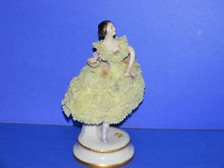 Antique Volkstedt Dresden Porcelain Lace Lady Figurine, Germany