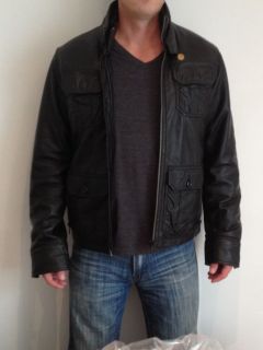 Star Leather Jacket Dryden Tuscan Long Sleeve Black Men $285