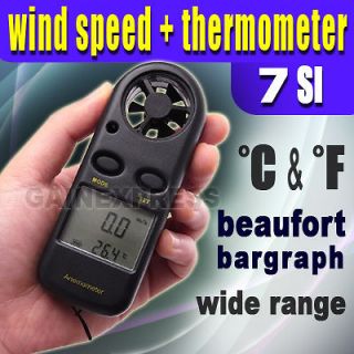 Mini Portable Anemometer Thermometer Air Wind Flow Meter Bar Graph 