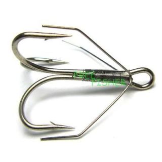 100 pcs fishing hooks weedless treble W3551 1/0# silver