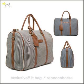 rebeccaborsa] Stripe Shoulder Bags Tote Duffle Bag Travel Weekend 