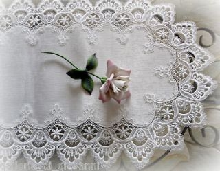 Delicate White Trim Lace Shelf Runner 65 x 12 Estate Design 