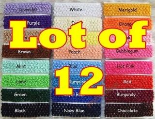 Lot 12 Crochet Headbands Baby Girls 1.5” U Pick Colors