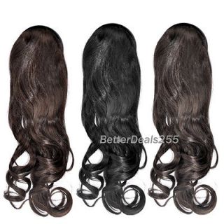 Womens Girls Hoop Headband Long Curly/Wavy 3/4 Fall Hair Wigs 