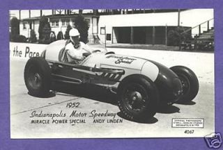 S6351 Early Auto Racing Postcard   Andy Linden