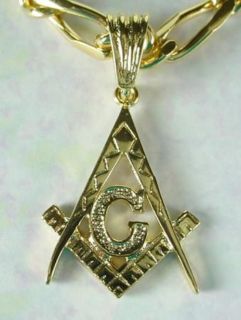 New 24KT Gold Overlay Masonic Mason Emblem Pendant Lifetime Warranty