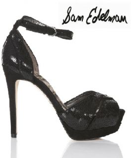 Sam Edelman Paisley Womens Black Sequin Platfrom Sandal