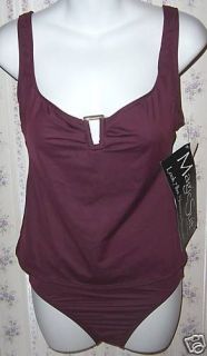 NWT MAGIC SUIT by MIRACLESUIT $106 SIZE 6 Maroon W/Gold Detail Tankini 