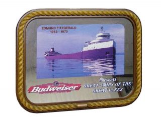 Budweiser EDMUND FITZGERALD Boat Framed Rope Mirror