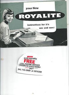 Royalite Royal Typewriter instruction manual with learn to type 