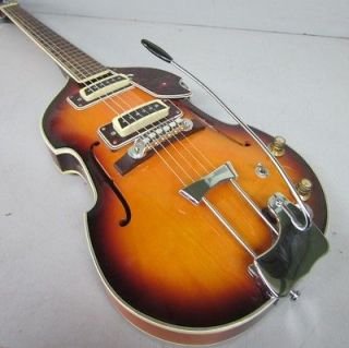   1960s Japanese Violin Style Hollow Body Electric Guitar Sunburst
