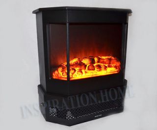 24 Free Standing Electric Fireplace Adjustable Manual Control Black I 