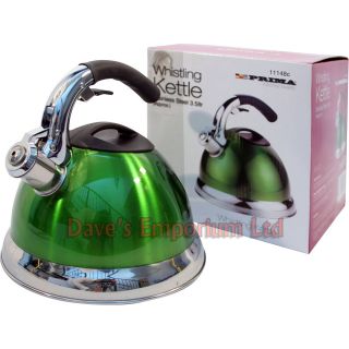   Litre Green Whistling Kettle for Gas / Electric Hobs 11148C Whistle