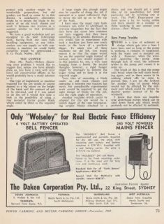 Vintage 1965 WOLSELEY ELECTRIC FENCER Advertisement