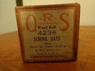 Vintage QRS Word Roll #4236 Walter Redding School Days   Waltz