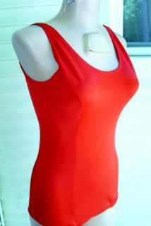 Vtg 50 60s Red Bombshell Pin Up One Piece Bathing Suit Swimsuit Ocean 