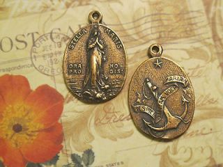 Bronze Rosary Catholic Medal † Stella Maris 
